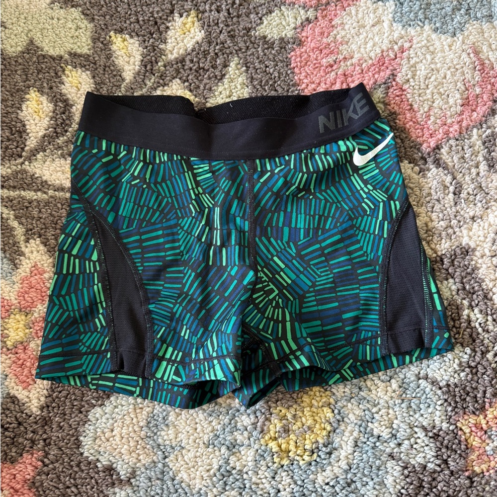 Nike Black and Green Athletic Shorts